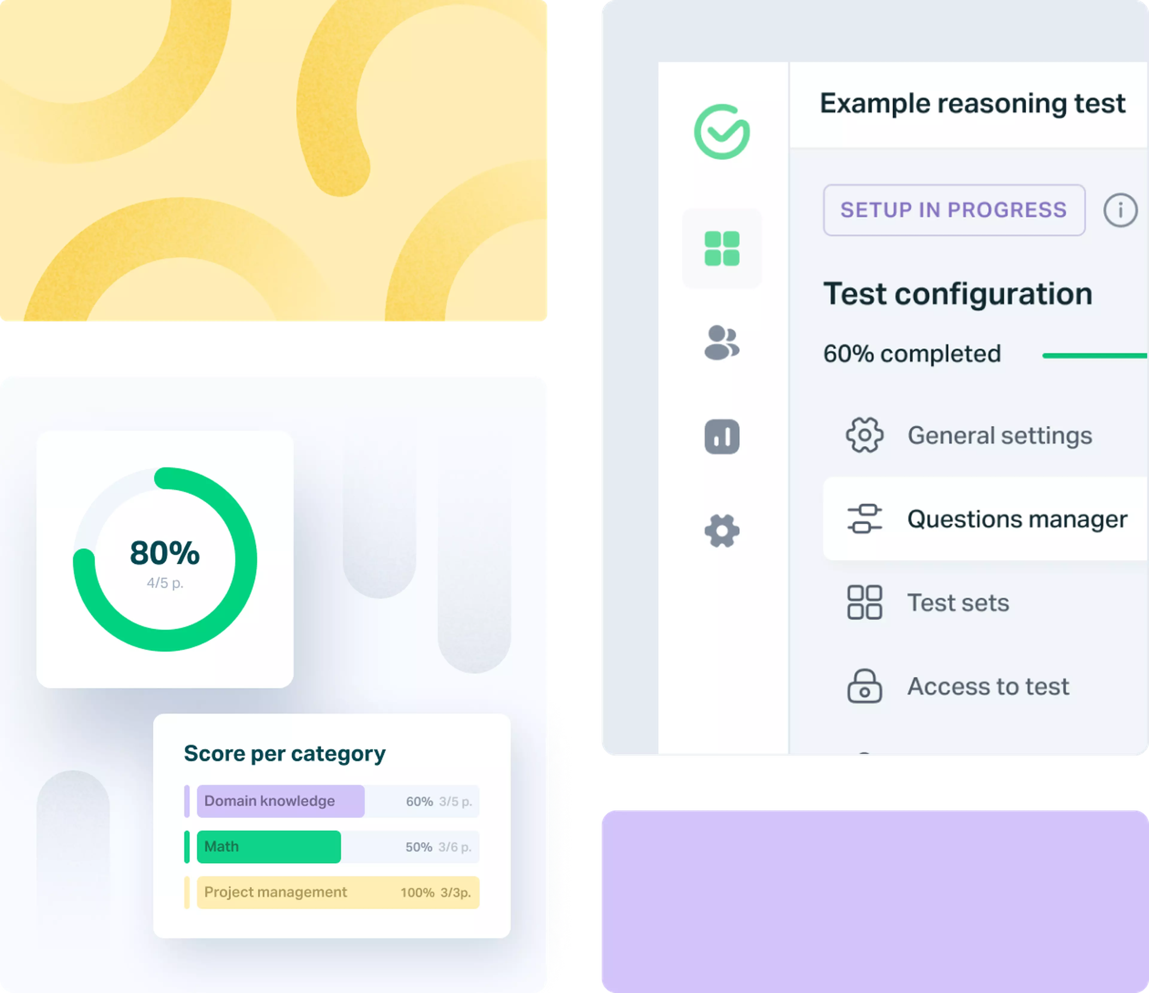 Various test statistics and fragment of Testportal app view.