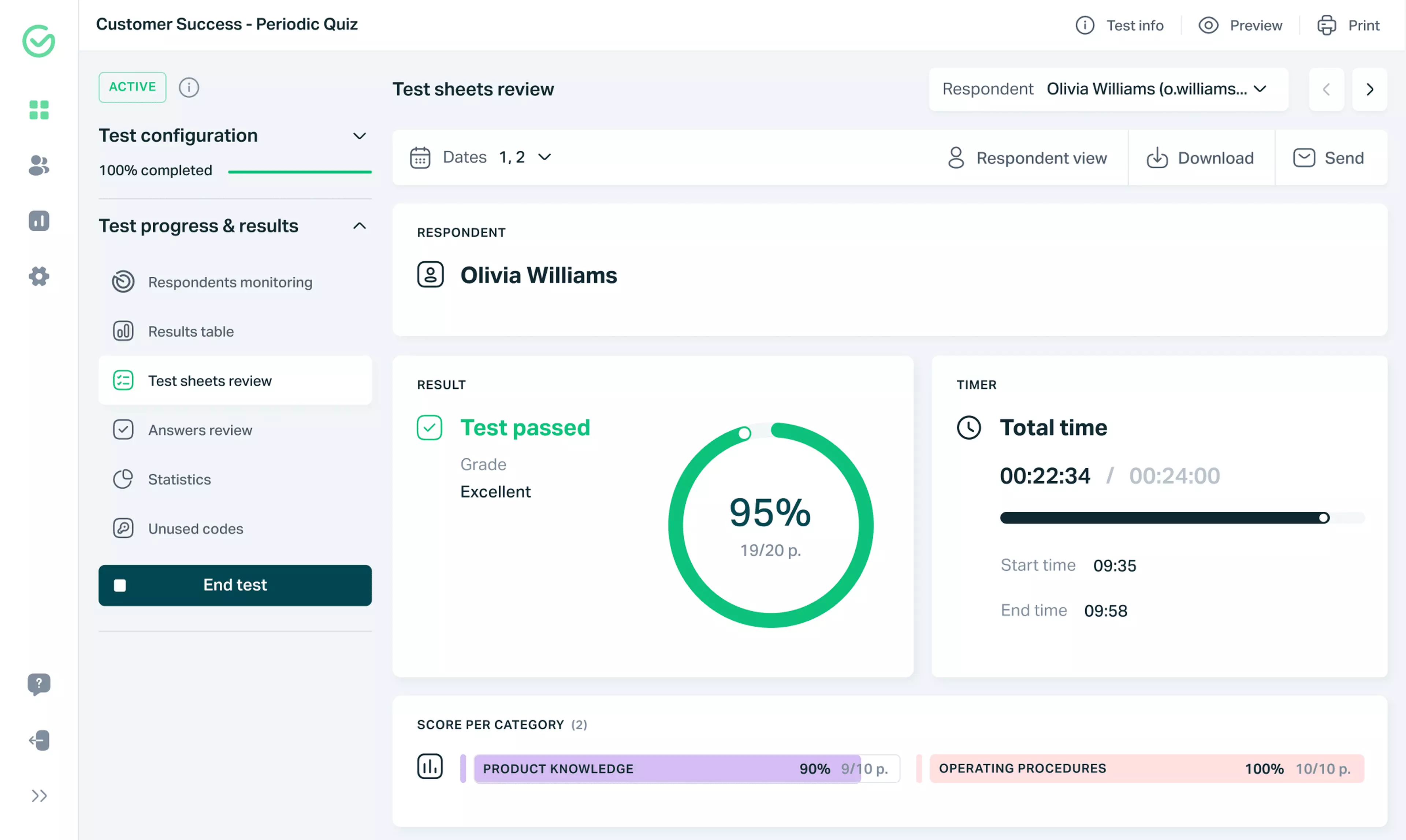 Testportal - Quiz Result - Sheet